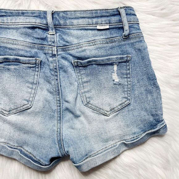Ivy + Main Distressed Cuffed High Rise Shorts Light Denim Wash Size 1 - Picture 3 of 6